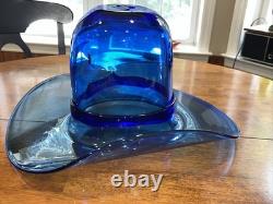 BLENKO GLASS Large Cobalt Blue Cowboy Hat / Vase 17 X 14 X 9 -FREE SHIPP