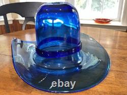 BLENKO GLASS Large Cobalt Blue Cowboy Hat / Vase 17 X 14 X 9 -FREE SHIPP