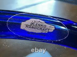 BLENKO GLASS Large Cobalt Blue Cowboy Hat / Vase 17 X 14 X 9 -FREE SHIPP