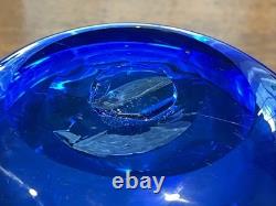 BLENKO GLASS Large Cobalt Blue Cowboy Hat / Vase 17 X 14 X 9 -FREE SHIPP