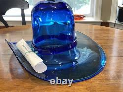 BLENKO GLASS Large Cobalt Blue Cowboy Hat / Vase 17 X 14 X 9 -FREE SHIPP