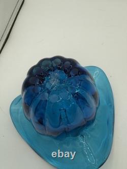 BLENKO JOEL MYERS DESIGN #6513 Turquoise Heavy Ribbed Cased Art Glass Vase