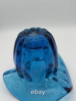 BLENKO JOEL MYERS DESIGN #6513 Turquoise Heavy Ribbed Cased Art Glass Vase