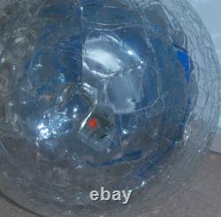 BLENKO RARE HANDBLOWN 6-1/2 VASE withCOBALT BLUE RIGAREE c. 1947