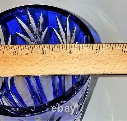 BOEHMIAN CZECH COBALT BLUE Cut to Clear Tapered Crystal VASE 10