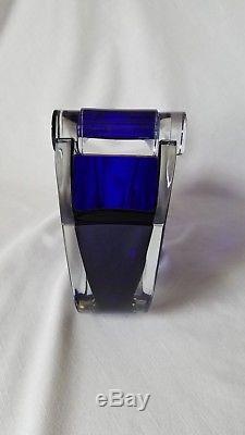 Baccarat Cobalt Blue Oceanie Vase with Kaleidoscope Stopper