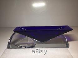 Baccarat Crystal Large Cobalt Blue + Clear Vecteur Vector Centerpiece Vase Bowl