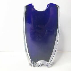 Baccarat Oceanie Tall Crystal Vase Cobalt Blue