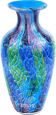 Badash Firestorm Murano-Style Art Glass Vase 10 Tall Decorative Mouth-Blown G