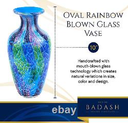 Badash Firestorm Murano-Style Art Glass Vase 10 Tall Decorative Mouth-Blown G