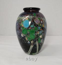 Barbara Bendzunas Signed Oil Spot Art Glass Vase 1996 Handblown Studio Glass