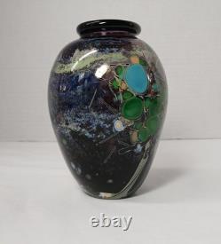 Barbara Bendzunas Signed Oil Spot Art Glass Vase 1996 Handblown Studio Glass