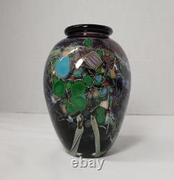 Barbara Bendzunas Signed Oil Spot Art Glass Vase 1996 Handblown Studio Glass