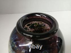 Barbara Bendzunas Signed Oil Spot Art Glass Vase 1996 Handblown Studio Glass