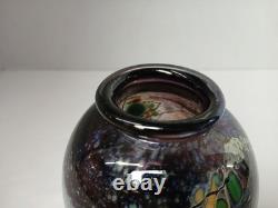 Barbara Bendzunas Signed Oil Spot Art Glass Vase 1996 Handblown Studio Glass