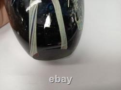 Barbara Bendzunas Signed Oil Spot Art Glass Vase 1996 Handblown Studio Glass