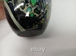 Barbara Bendzunas Signed Oil Spot Art Glass Vase 1996 Handblown Studio Glass