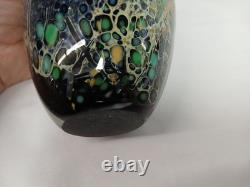 Barbara Bendzunas Signed Oil Spot Art Glass Vase 1996 Handblown Studio Glass