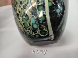 Barbara Bendzunas Signed Oil Spot Art Glass Vase 1996 Handblown Studio Glass