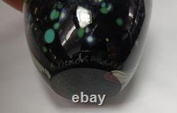 Barbara Bendzunas Signed Oil Spot Art Glass Vase 1996 Handblown Studio Glass