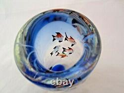 Barbini Fish tank Aquarium glass vase, Cobalt Blue, fish, bubbles & reeds c1960s