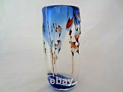 Barbini Fish tank Aquarium glass vase, Cobalt Blue, fish, bubbles & reeds c1960s