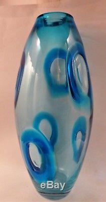 Barovier Murano rare blue Applicazione vase 1960s 14H Perfect