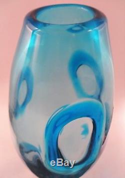 Barovier Murano rare blue Applicazione vase 1960s 14H Perfect