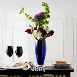 Barski Handmade Glass Footed Round Vase Cobalt 12 H Made in Europe