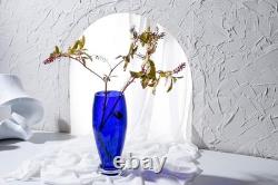 Barski Handmade Glass Footed Round Vase Cobalt 12 H Made in Europe