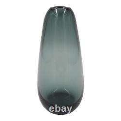 Bauhaus Turmalin Vase Wilhelm Wagenfeld WMF Germany Smokey Blue Glass MCM 8