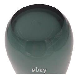 Bauhaus Turmalin Vase Wilhelm Wagenfeld WMF Germany Smokey Blue Glass MCM 8