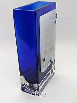 Beames Designs Cobalt Blue Art Glass Vase withFused White Panel A Woman Of Valor