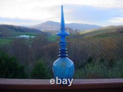 Beautiful Antique Persian Blue Opaline Glass Decanter 22 High