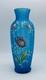 Beautiful Art Nouveau FRENCH LEGRAS Blue Satin Glass Vase Floral Enamel