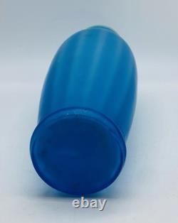 Beautiful Art Nouveau FRENCH LEGRAS Blue Satin Glass Vase Floral Enamel