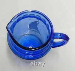Beautiful Cobalt Blue Glass Pitcher With White Sailboats