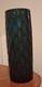 Beautiful Hand Blown Art Glass Black Cut To Teal 13.25 x 4.75 Vase