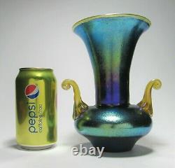 Beautiful LOETZ Iridescent Cobalt Silberiris Two Handled Vase or Urn ca. 1918