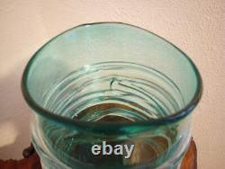 Beautiful Large Murano, Teal Blue Swirl Art Glass Vase By Cenedese 8.5 x 6.5