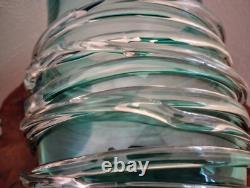 Beautiful Large Murano, Teal Blue Swirl Art Glass Vase By Cenedese 8.5 x 6.5