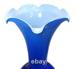 Beautiful Murano Glass Vase 14 Scalloped top, Cobalt Blue, Murano Italy, video