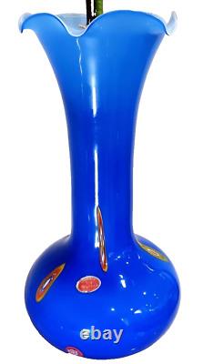 Beautiful Murano Glass Vase 14 Scalloped top, Cobalt Blue, Murano Italy, video