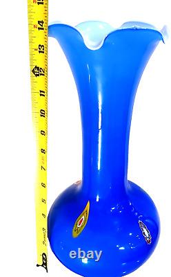 Beautiful Murano Glass Vase 14 Scalloped top, Cobalt Blue, Murano Italy, video