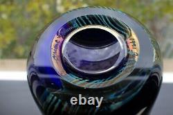 Beautiful Orient and Flume Early Large Art Glass Iridescent Vase Signed & Dated