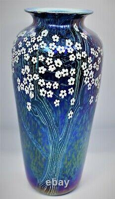 Beautiful Orient and Flume Early XLarge Art Glass Iridescent Vase Signed & Dated