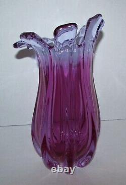 Beautiful Purple and Blue Sommerso Art Glass Vase 1184