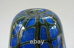 Beautiful Richard Satava Art Glass Blue Iris Vase 1996 Signed/Numbered 10 3/8