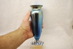 Beautiful Signed Durand Blue Iridescent 8 3/4 Tall Art Glass Vase 1920's