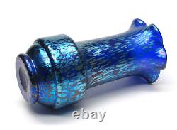 Beautiful Signed Iridescent LOETZ Blue Cobalt PAPILLON Art Glass Vase ca. 1900's